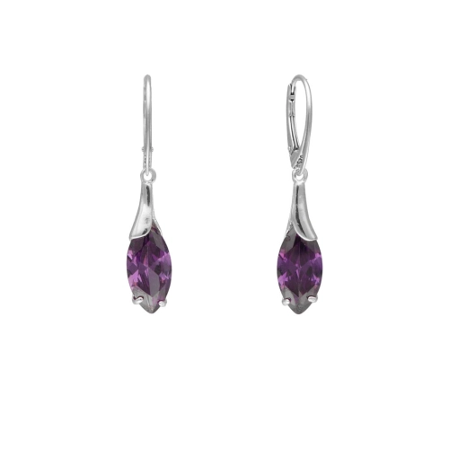 Kolczyki z fioletowymi cyrkoniami łezki srebro