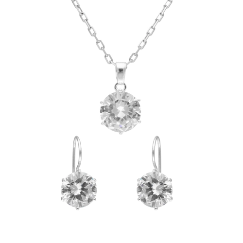 Komplet z białymi cyrkoniami srebro