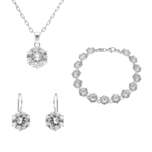 Komplet z białymi cyrkoniami srebro
