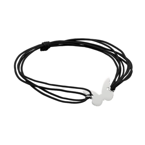 Bransoletka sznurkowa motyl czarna srebro