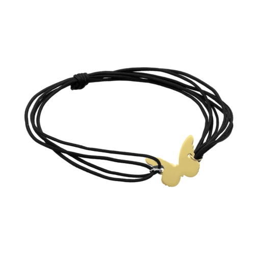 Bransoletka sznurkowa motyl czarna pozłacana