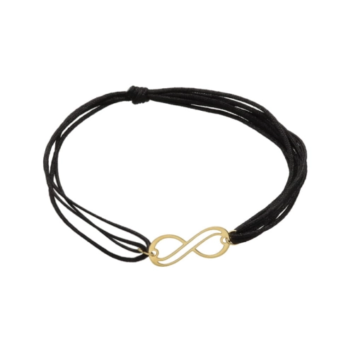 Bransoletka sznurkowa nieskończoność czarna pozłacana