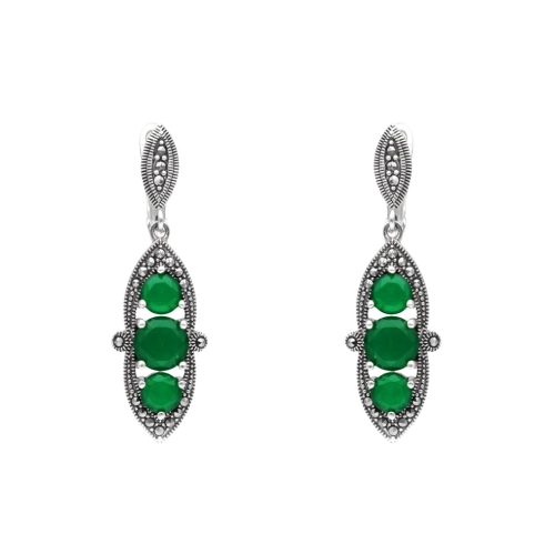 Kolczyki ze szmaragdami i markazytami srebro
