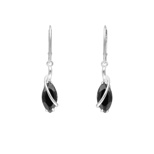 Kolczyki z czarnymi cyrkoniami łezki srebro