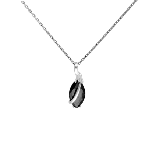 Wisior z czarną cyrkonią łezka srebro