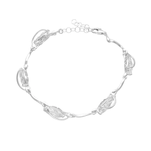 Bransoletka z białymi cyrkoniami łezka srebro