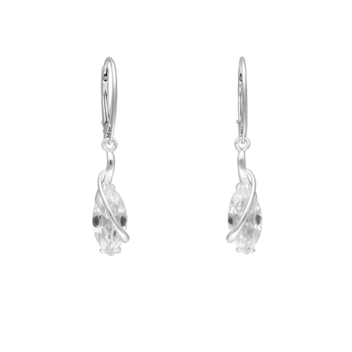 Kolczyki z białymi cyrkoniami łezki srebro