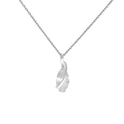 Wisior z białą cyrkonia łezka srebro