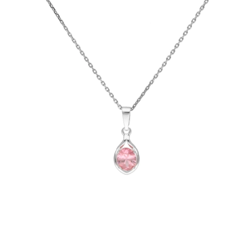 Wisior z różową cyrkonią srebro