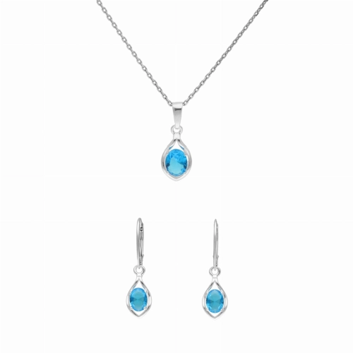 Komplet z błękitnymi cyrkoniami srebro