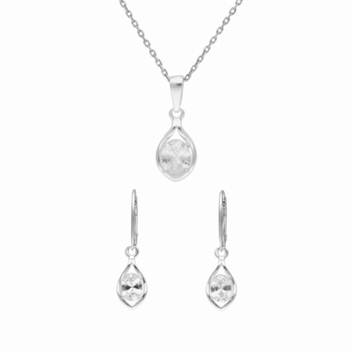 Komplet z białymi cyrkoniami srebro
