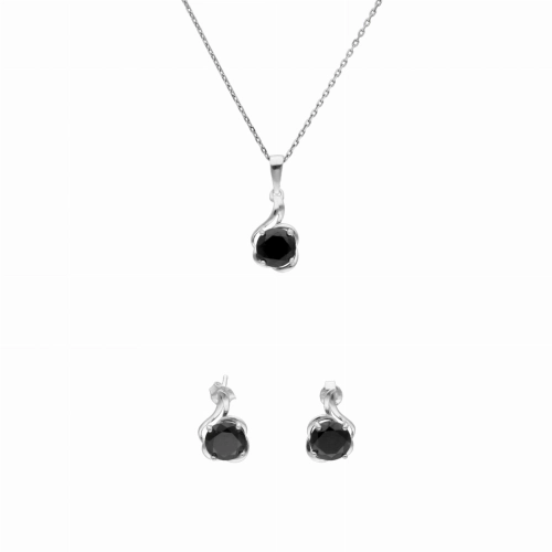 Komplet z czarnymi cyrkoniami srebro