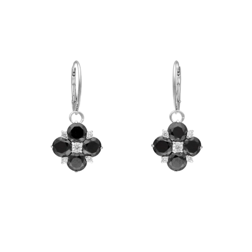 Kolczyki z czarnymi cyrkoniami koniczynki srebro