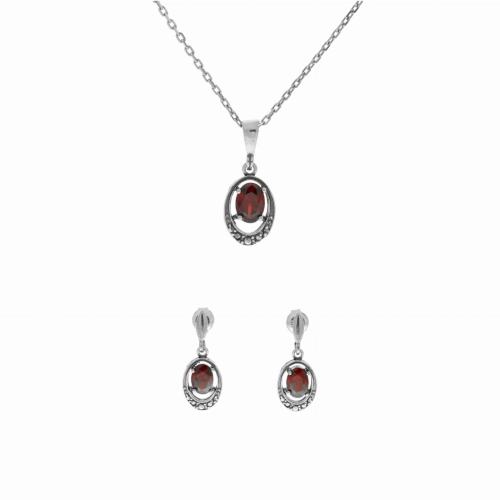 Komplet z owalnymi cyrkoniami srebro