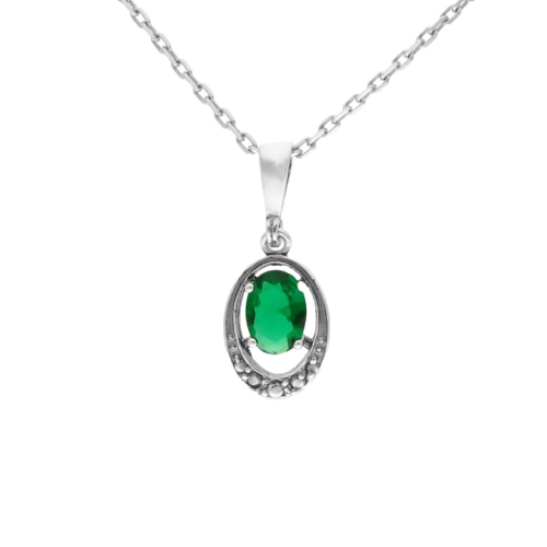 Wisior ze szmaragdową cyrkonią srebro