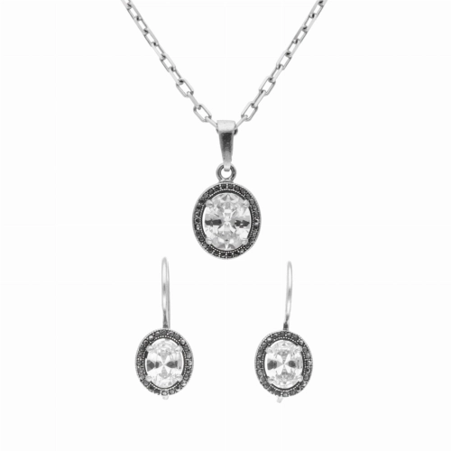 Komplet z białymi cyrkoniami srebro