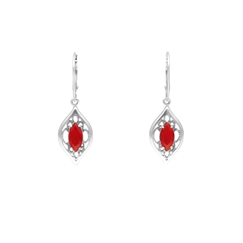 Kolczyki z rubinowymi cyrkoniami srebro