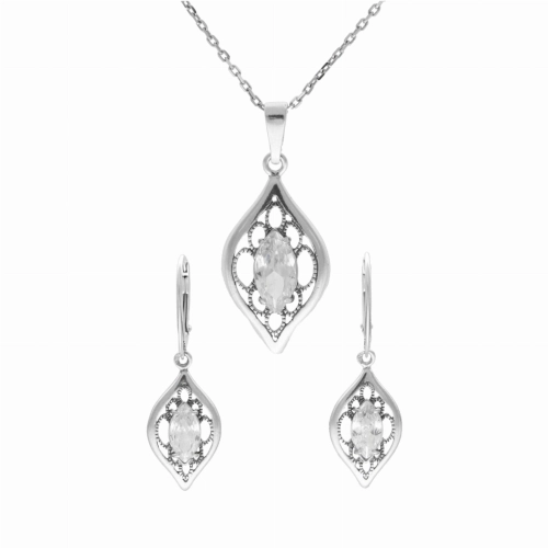 Komplet z białymi cyrkoniami srebro