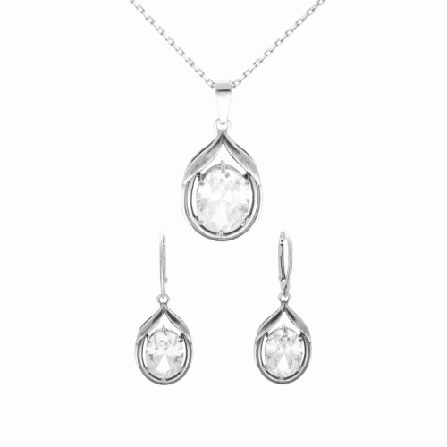 Komplet z białymi cyrkoniami srebro