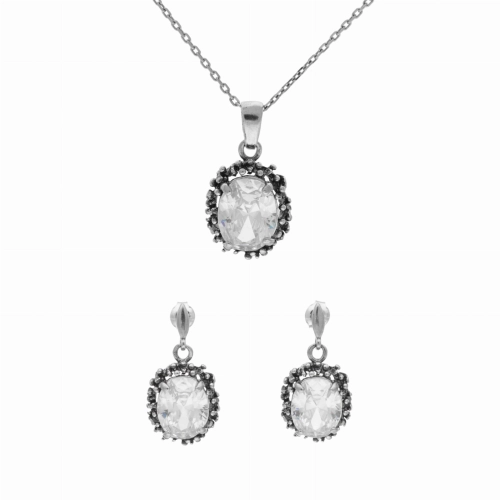 Komplet z białymi cyrkoniami srebro