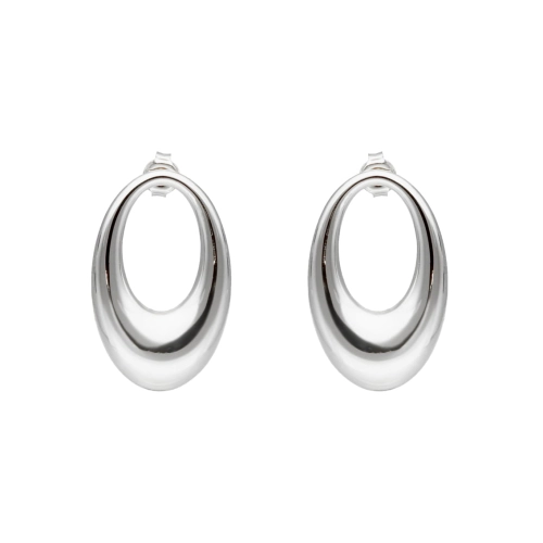 Efektowne owalne kolczyki srebro rodowane