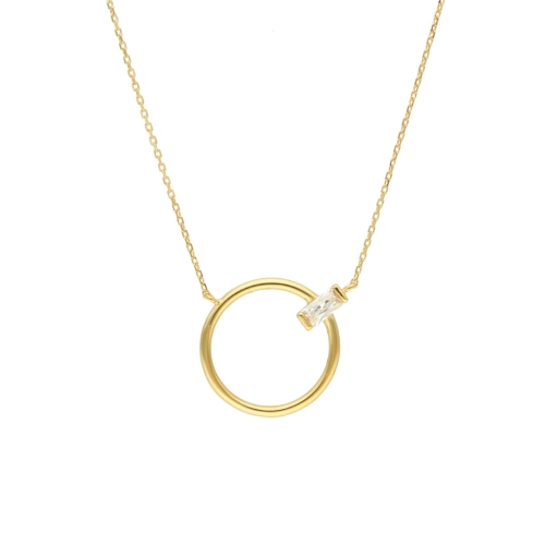 Naszyjnik koło z cyrkonią srebro pozłacane