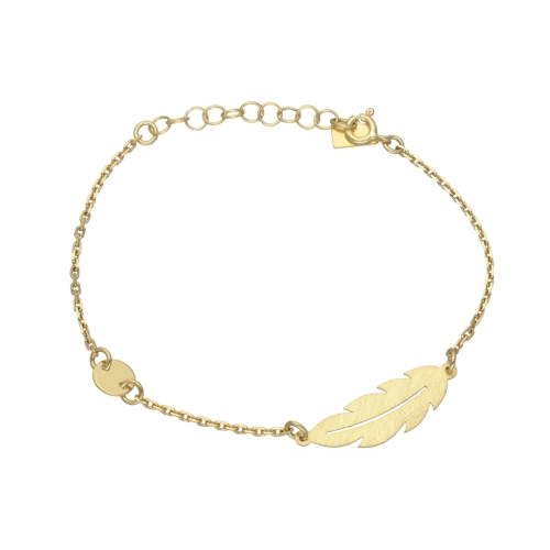 Bransoletka celebrytka piórko srebro pozłacane