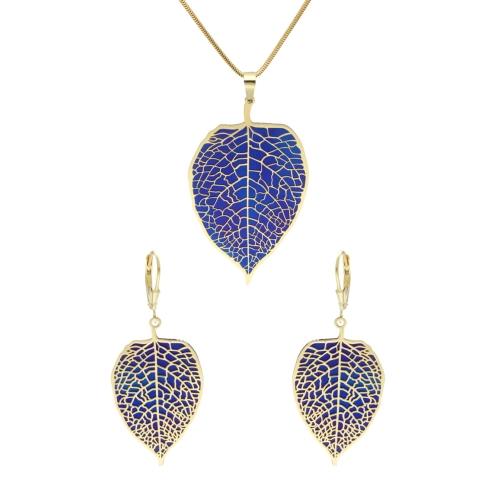 Komplet liście tytan srebro pozłacane