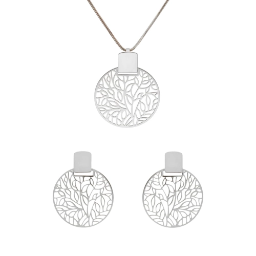 Komplet okrągły ażurowy srebro rodowane