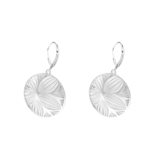 Kolczyki okrągłe z kwiatem srebro rodowane