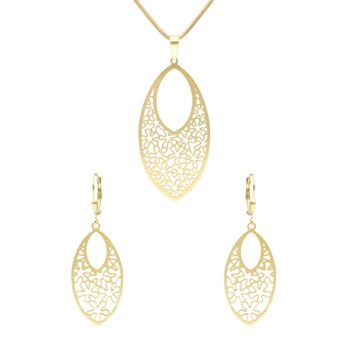 Komplet ażurowy srebro pozłacane