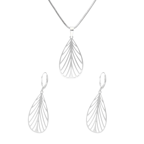 Komplet ażurowy srebro rodowane