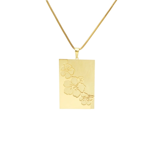 Wisior prostokąt z kwiatami srebro pozłacane