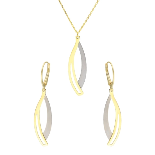 Komplet łezki tytan srebro pozłacane