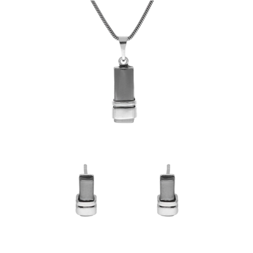 Komplet z hematytem srebro