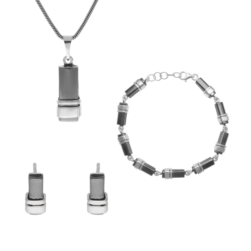 Komplet z hematytem srebro