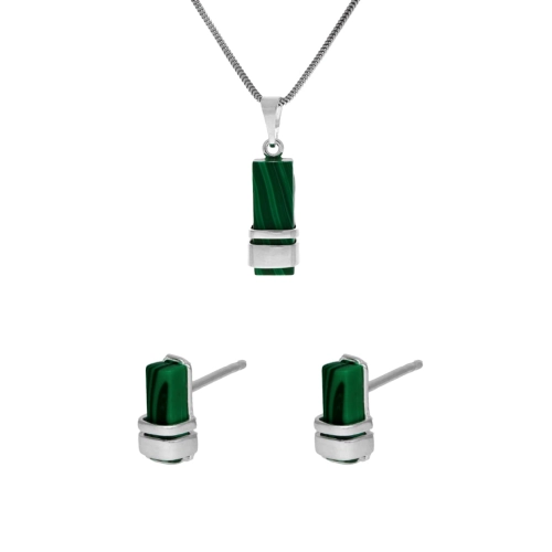 Komplet z malachitem srebro