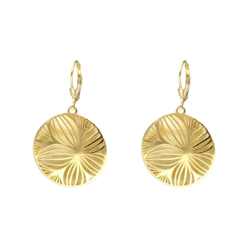 Kolczyki okrągłe z kwiatem srebro pozłacane