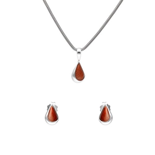 Komplet łezki z piaskiem pustyni srebro