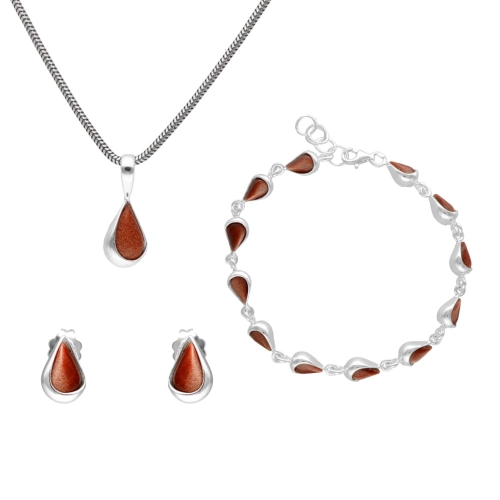 Komplet łezki z piaskiem pustyni srebro