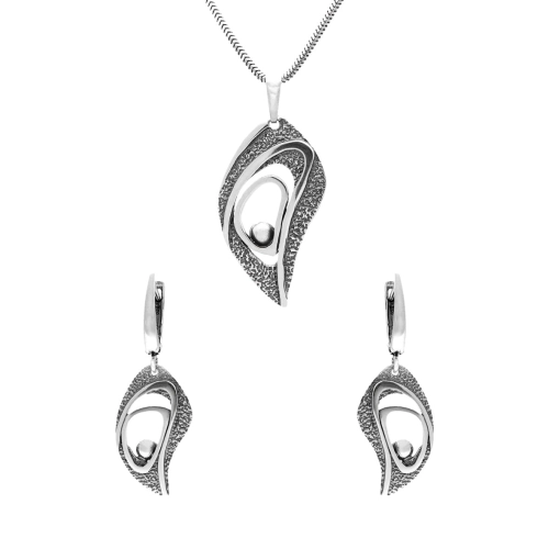 Komplet łezki srebro oksydowane