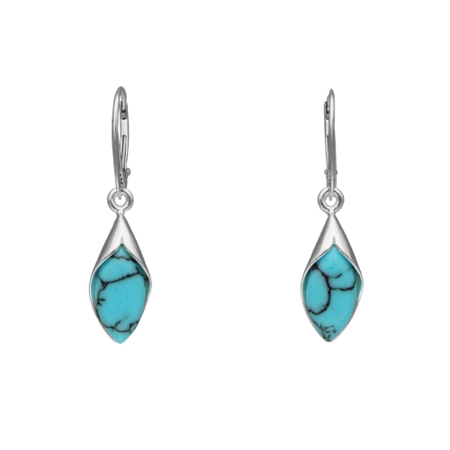 Kolczyki romby z turkusem srebro