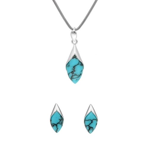 Komplet romb z turkusem srebro