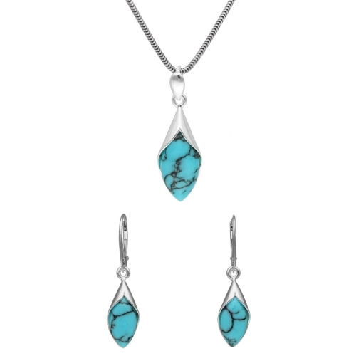 Komplet romb z turkusem srebro