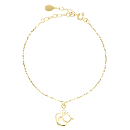 Bransoletka kotek srebro pozłacane