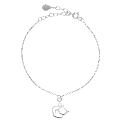 Bransoletka kotek srebro rodowane