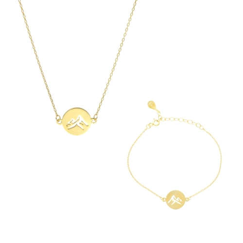 Komplet z motywem gór srebro pozłacane