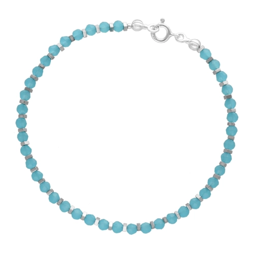 Bransoletka z błękitnymi kryształkami i hematytem