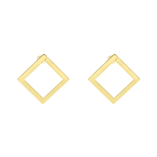 Kolczyki srebrne geometryczne kwadraty pozłacane