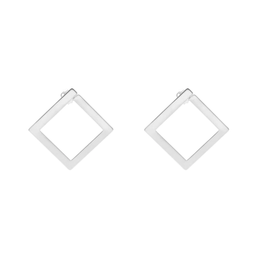 Kolczyki srebrne geometryczne kwadraty